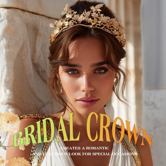 Gold Rhinestone Leaf Headband Bridal Prom Wedding Hair Accessory main image 5